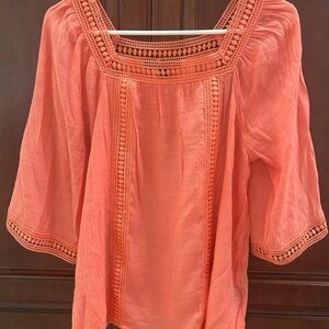 Coral Crochet Trim Women's Top